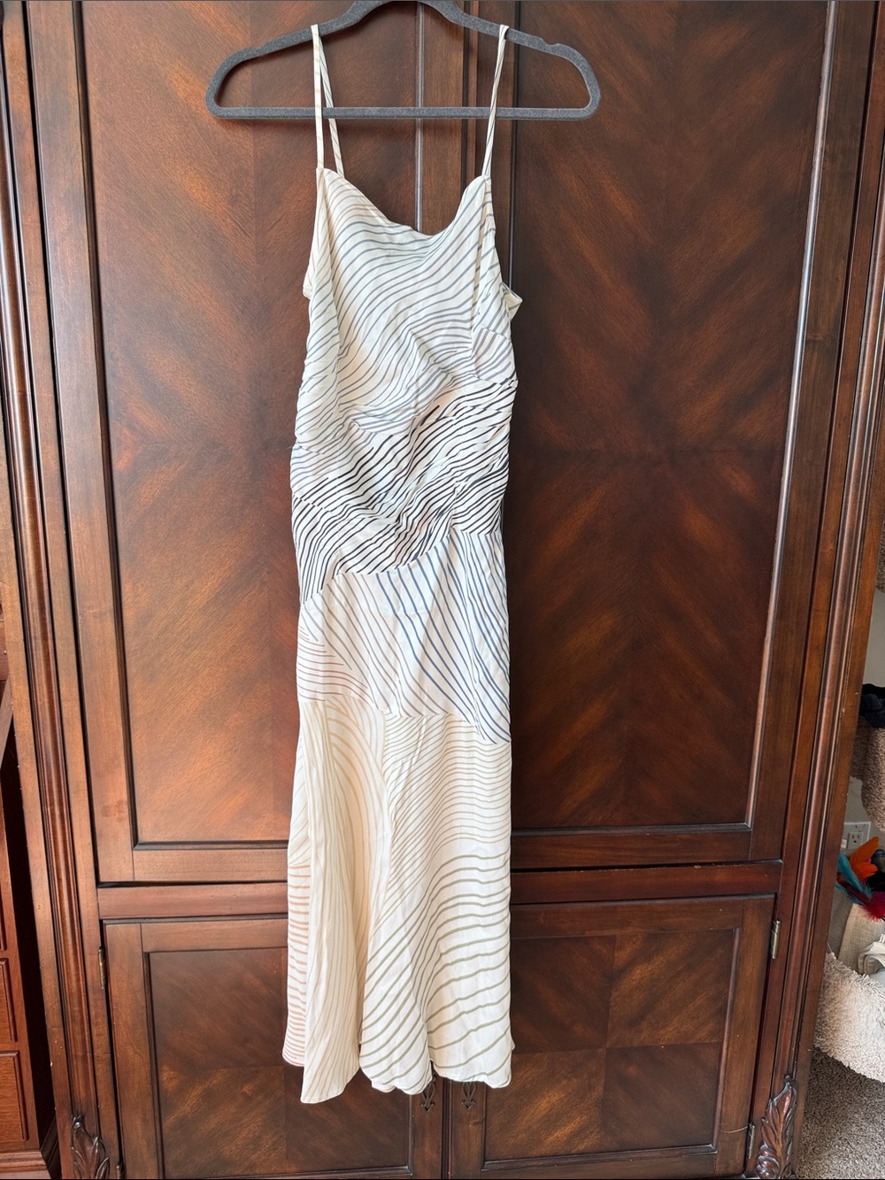 Striped Cowl-Neck Dress